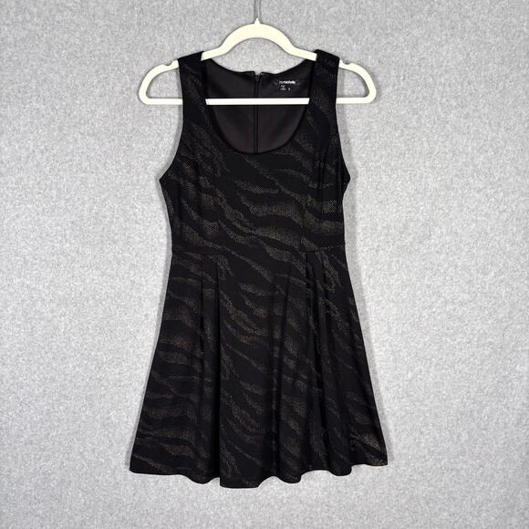 Y2K 90s My Michelle Dress Juniors 5 Gold Studded Shimmer Pleated Skater Moto - Picture 1 of 11